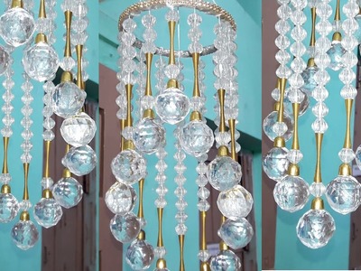 How to Make Wall hanging Decoration || DIY Crystal Chandelier