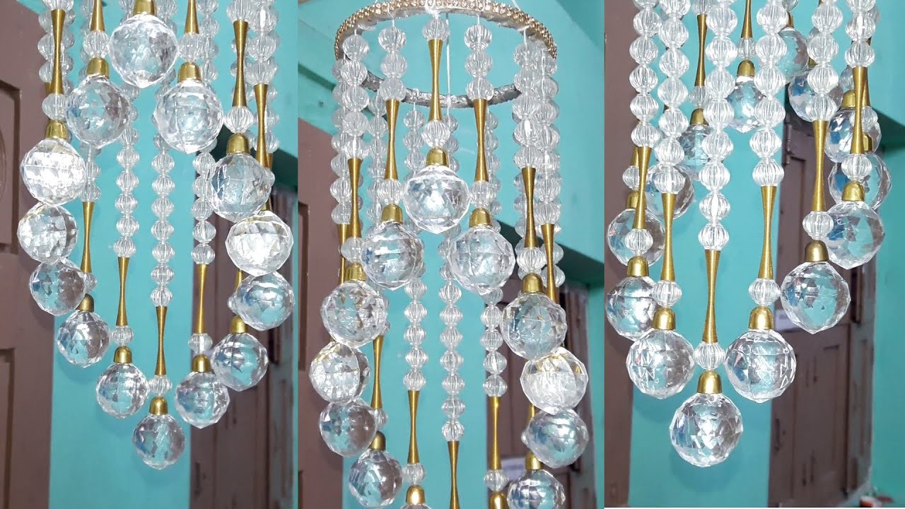 How to Make Wall hanging Decoration || DIY Crystal Chandelier