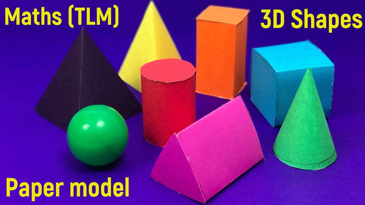 Maths tlm 3D shapes model out of paper | 3D geometrical shapes model making | Shapes model making