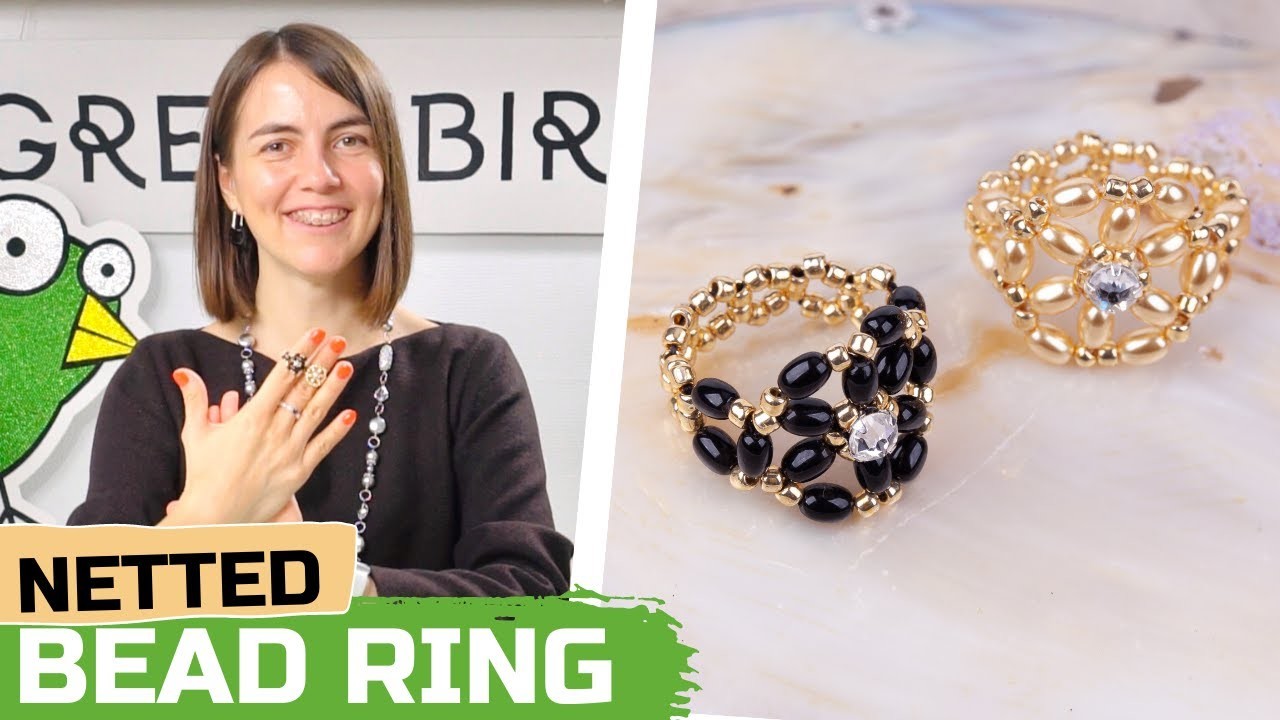 Netted Rice Pearls Beaded Ring Tutorial