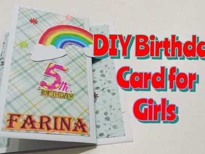 Simple Rainbow Birthday Card Idea for Little Girls #birthday #diybirthdaycard