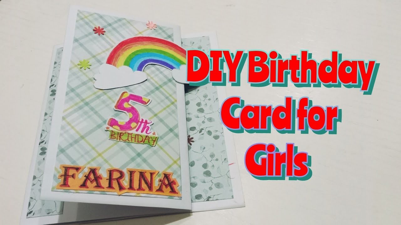 Simple Rainbow Birthday Card Idea for Little Girls #birthday #diybirthdaycard
