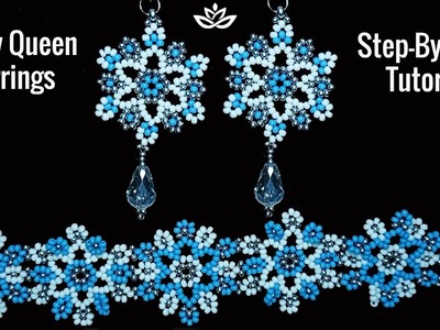 Snow Queen Frosty Flowers Earrings - Tutorial. How to make beaded snowflakes? || DIY