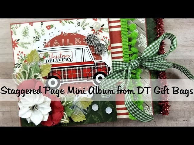 Staggered  Page Christmas Album from Dollar Tree Gift Bags Tutorial Polly's Paper Studio