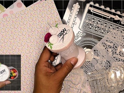 Tonic Studios "Sew Crafty" Special Edition Showcase! Bobbin Gift Box Step-by-Step Tutorial! So Cute!