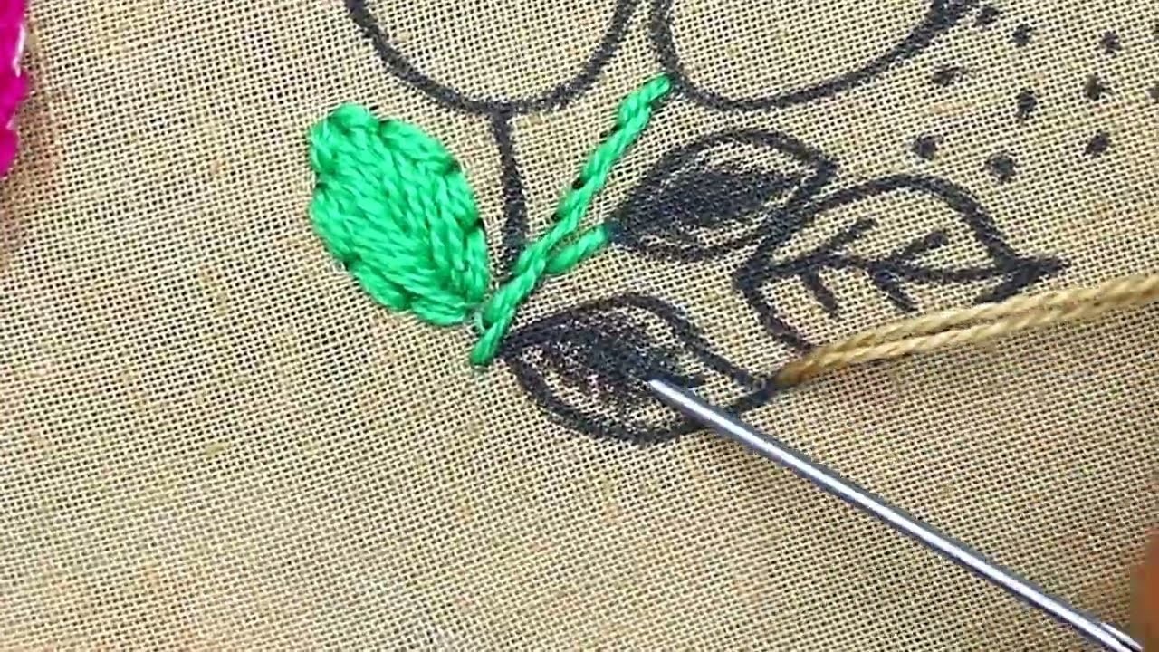 Amazing twin flower embroidery design for tablecloth and bed sheet designs, easy embroidery tutorial