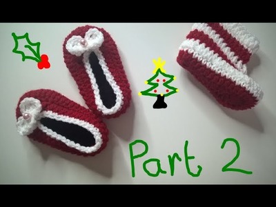 Christmas Crochet Newborn Slippers + Football Stripes Booties
