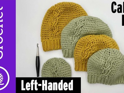 Crochet Cable Hat | Crochet Along 5 sizes (Bulky) Left Handed