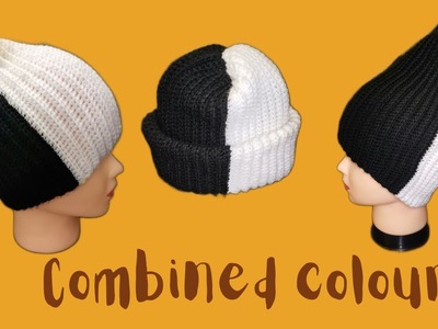 Crochet Colour Switching | Black and white beanie crochet