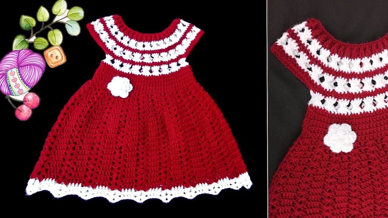 Free crochet dress pattern| Crochet frock for 2 years baby girls.