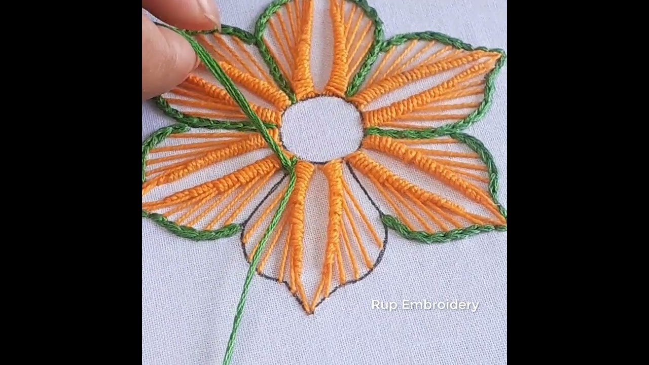Hand embroidery new gorgeous colorful flower petal design with easy basics stitch