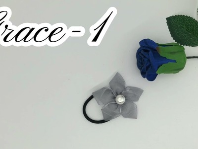 Handcraft Hair Accessories Knit (Chiffon Flower Pony Tail Holder) - Grace 1