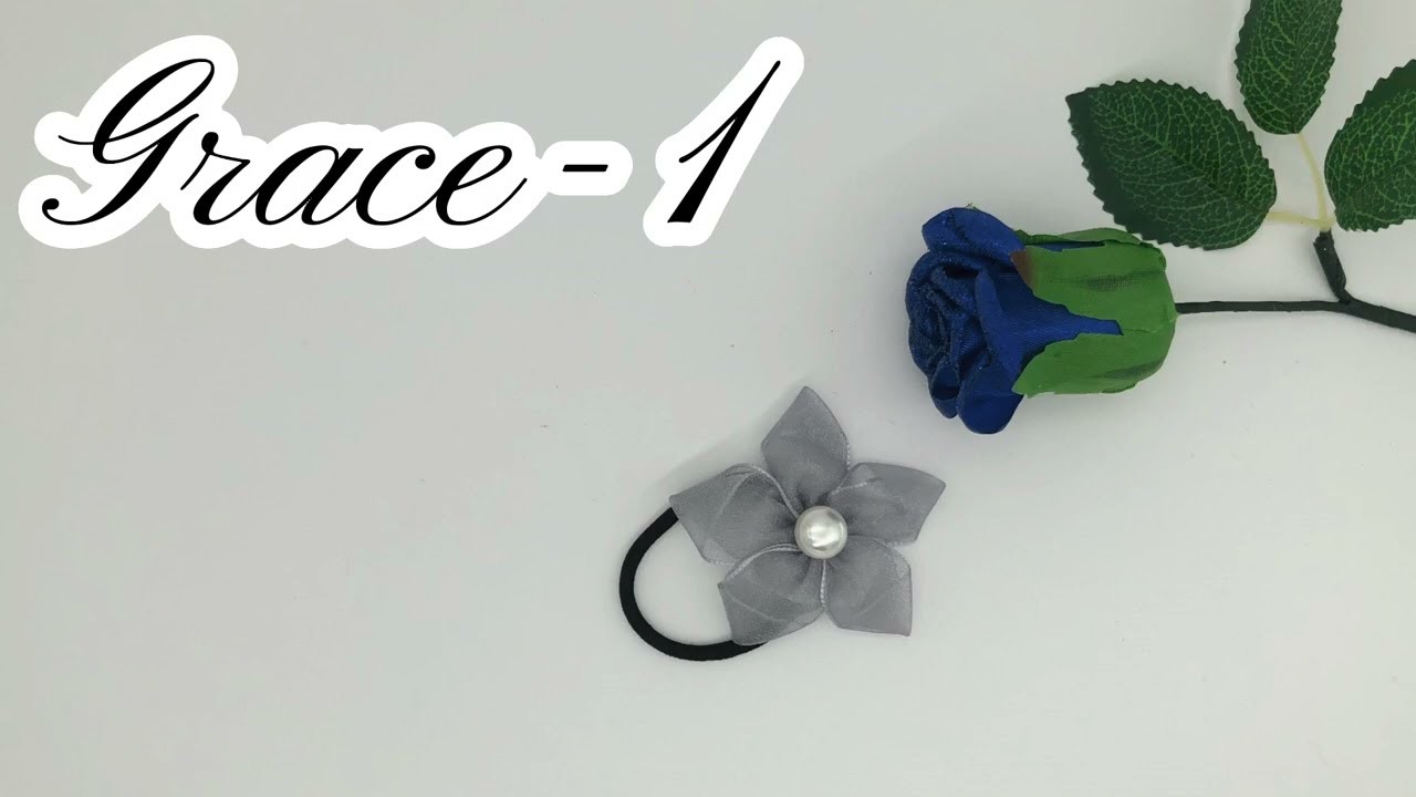 Handcraft Hair Accessories Knit (Chiffon Flower Pony Tail Holder) - Grace 1