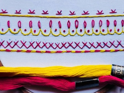 Latest Hand embroidery | Amazing Border line embroidery design | Magic Chain Stitch | Stitches