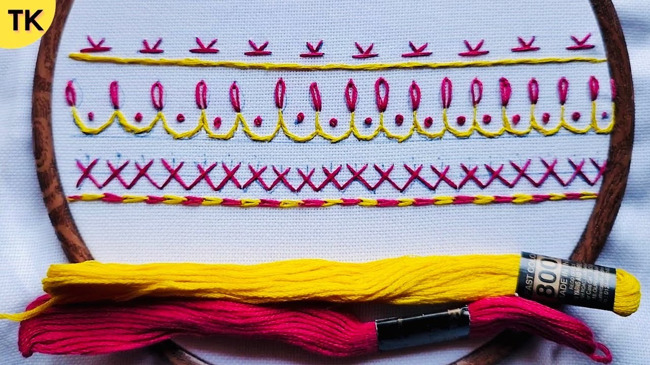 Latest Hand embroidery | Amazing Border line embroidery design | Magic Chain Stitch | Stitches