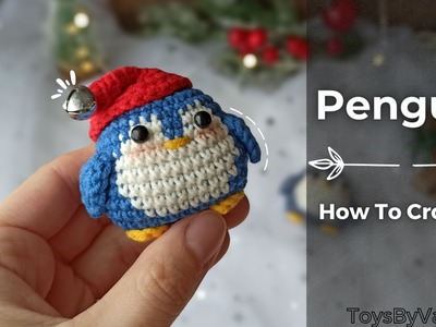Little Penguin in Christmas Hat Free Amigurumi Tutorial | Keychain Crochet Pattern For Beginners