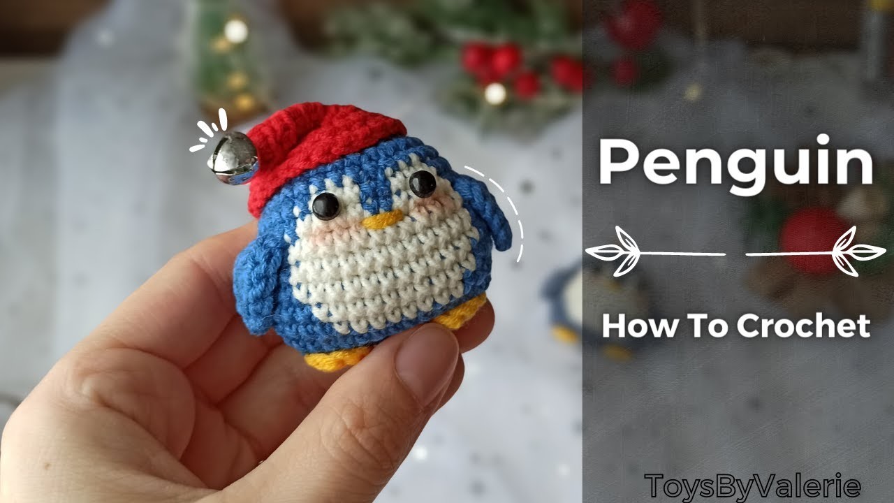 Little Penguin in Christmas Hat Free Amigurumi Tutorial | Keychain Crochet Pattern For Beginners