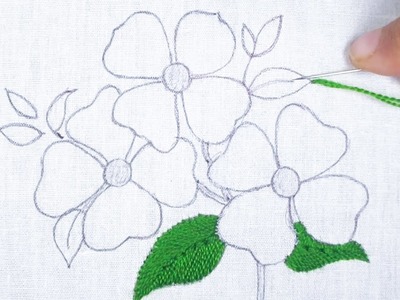 Modern Hand Embroidery Unique Flower Design For Beginner, Basic Flower Hand Embroidery Tutorial