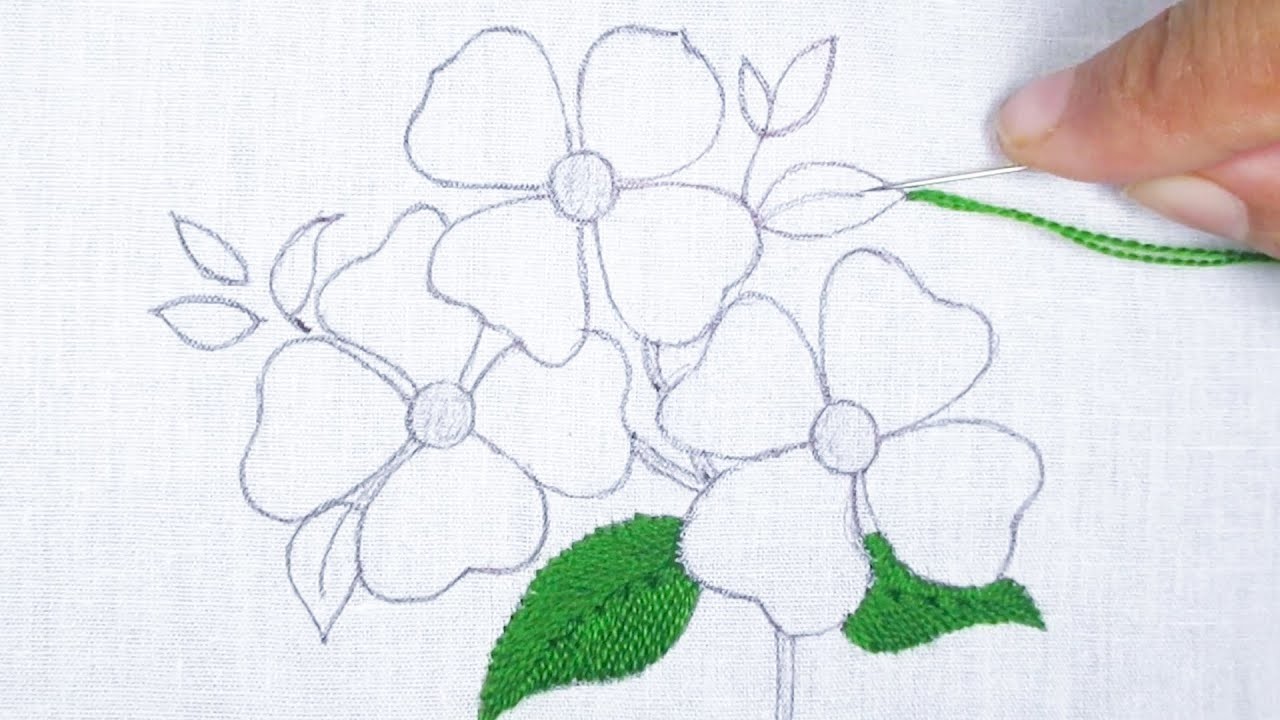 Modern Hand Embroidery Unique Flower Design For Beginner, Basic Flower Hand Embroidery Tutorial