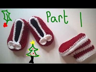 Newborn Christmas Crochet Slippers + Football Stripes Booties