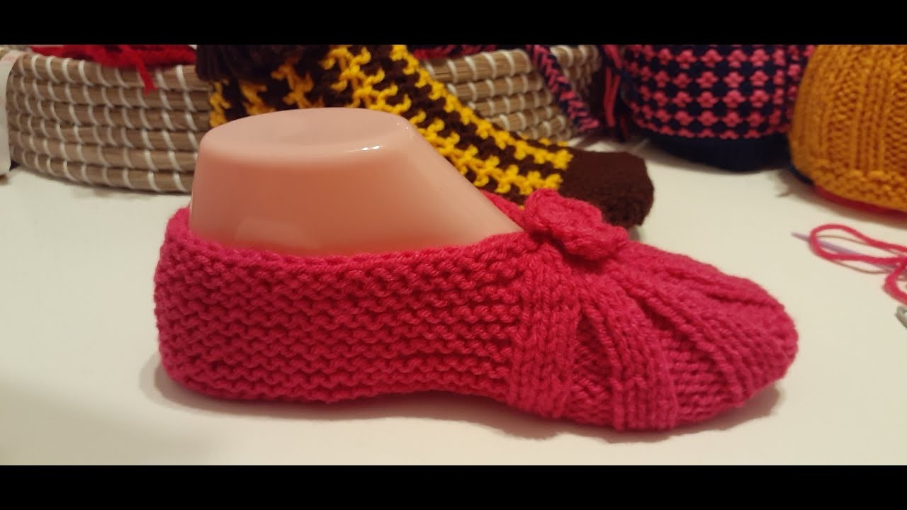 Pantoufle au tricot.knitted slipper( facile à faire. very easy to do) part 3