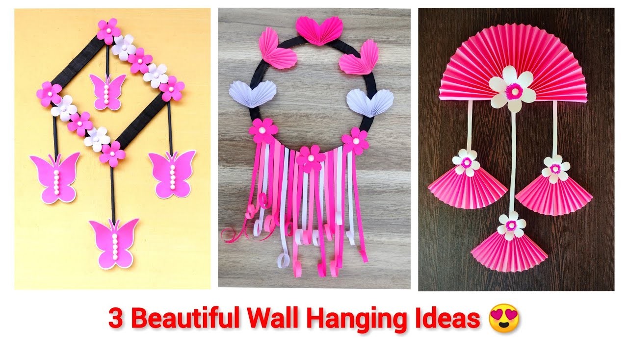 3 Quick and Easy Paper Wall Hanging Ideas| Paper Flower Wall Decor| Cardboard Reuse | Room Decor DIY
