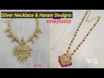 92.5 Silver jewellery Kante Necklace Designs With 22k Gold Coating To Ramalacollections 9398255253