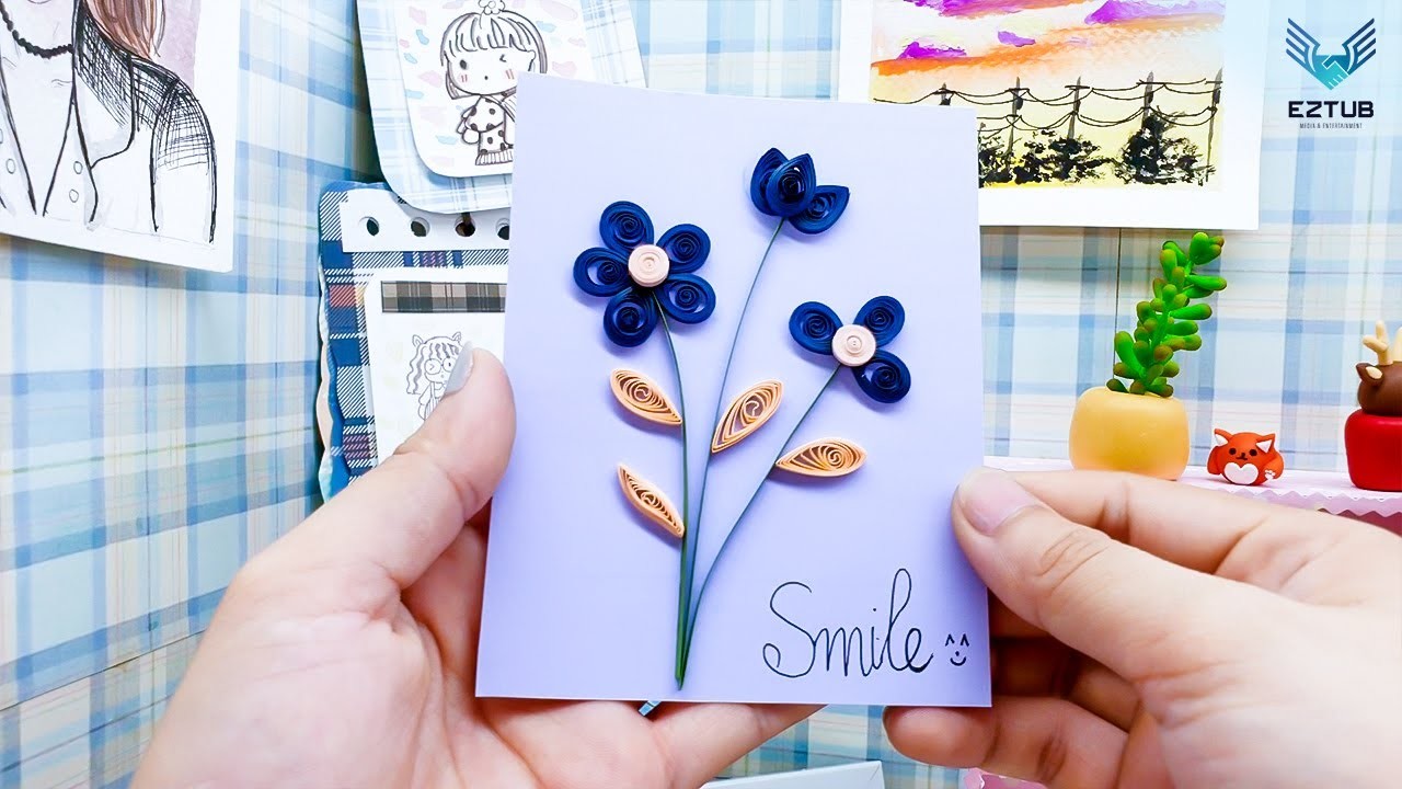 AWLN01 Painstaking Quilling Delicate Flower Card DIY Handmade Tutorial. Ann Walker Linda Nelson