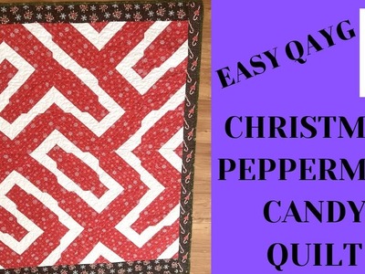 Christmas Peppermint CANDY LAP QUILT  REALLY EASY - QAYG