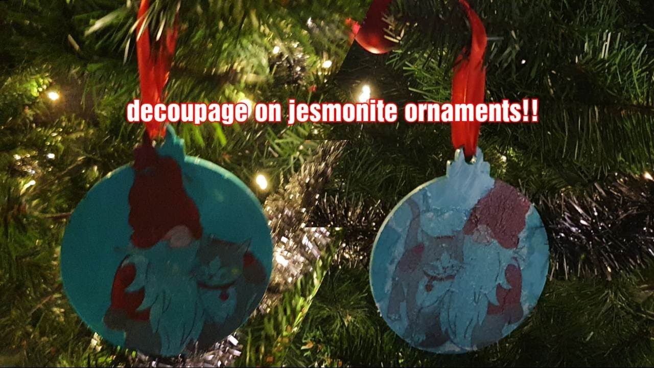 Decoupage on jesmonite ornaments