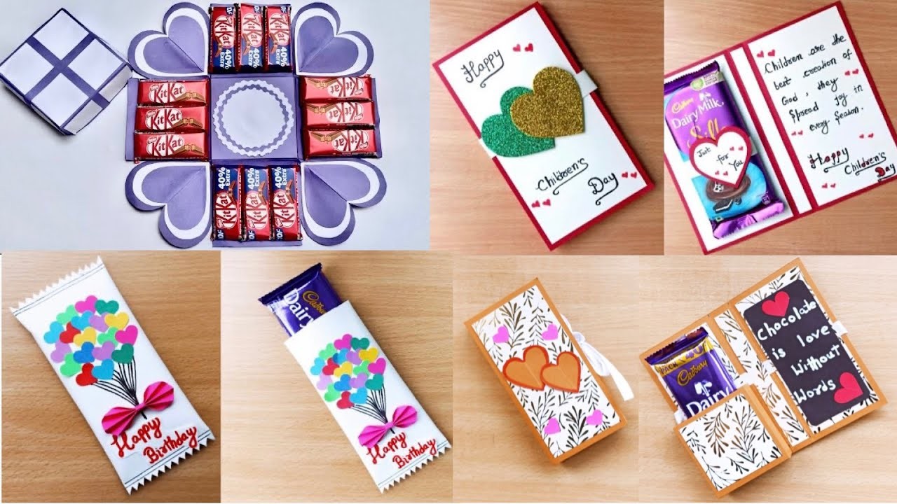 DIY - 4 Chocolate Cards for gift | Chocolate Gift Cards | Greetings card