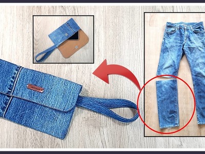 DIY Easy way to make a wallet from a piece of old jeans. Denim wallet [Tendersmile Handmade]