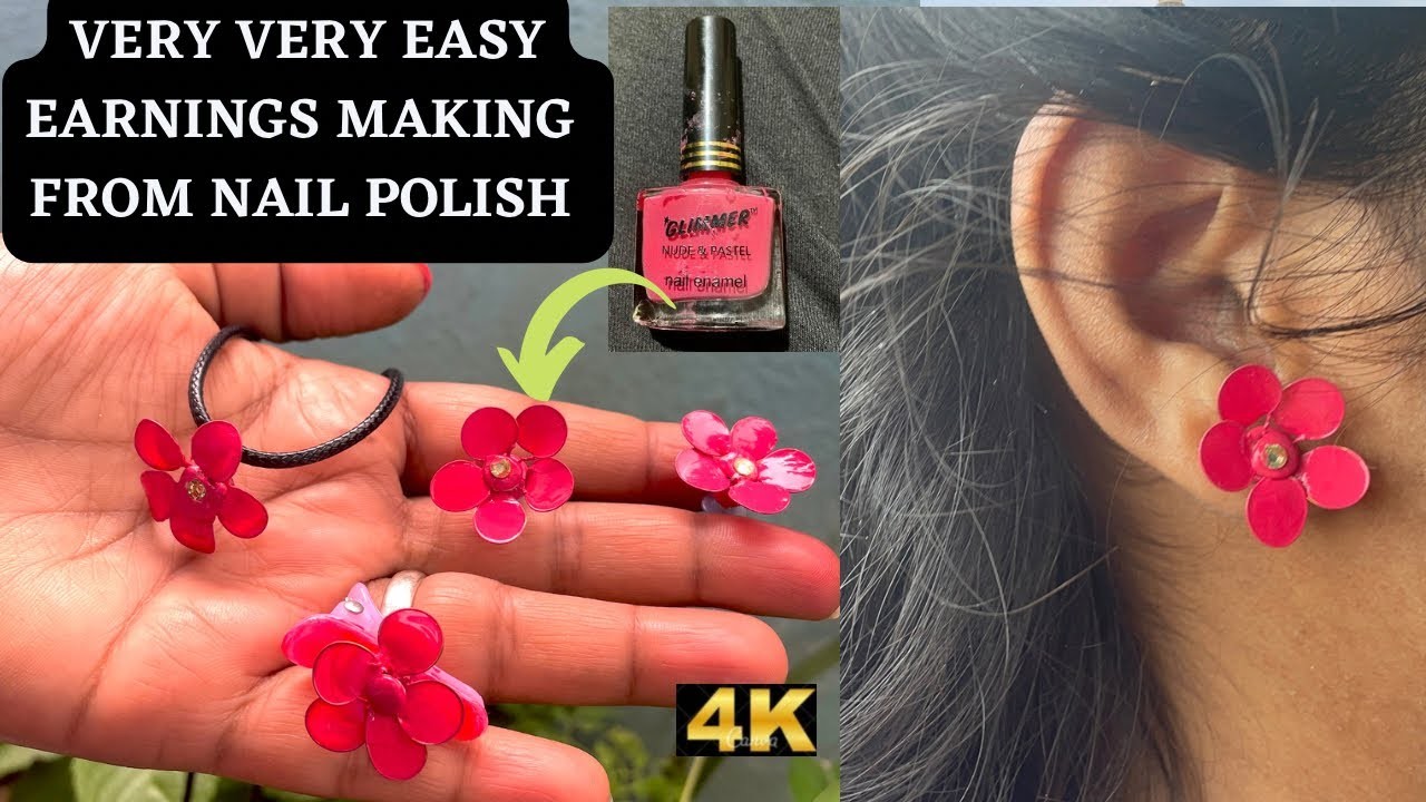 How to make Nail polish flower | Nail polish earring | Nail polish art and jewellery | Best jeweller