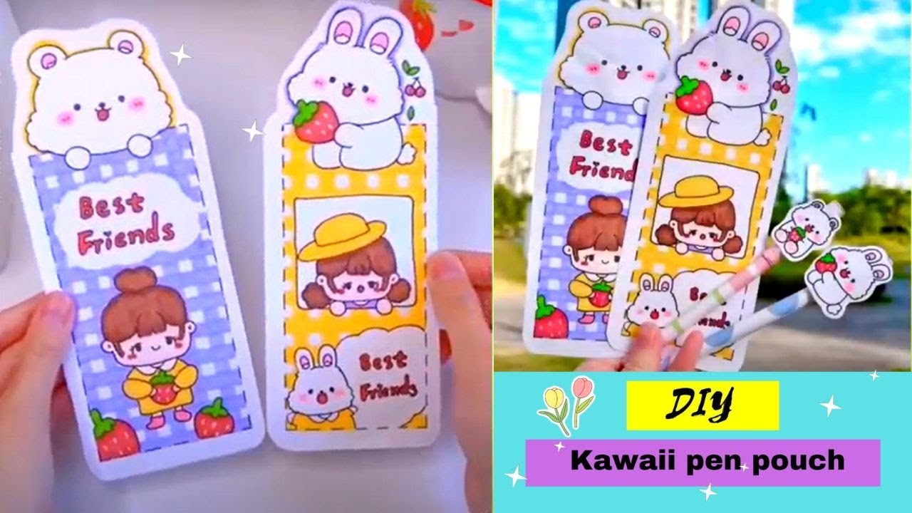How To Make Paper Pencil Case Back To School. DIY Kawaii Pen Box. School Supplies. Art And Craft