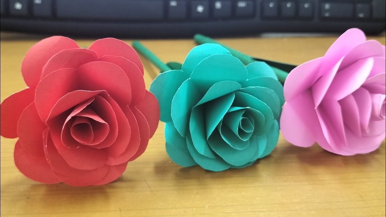 How to make paper rose flowers ???? l Very easy
