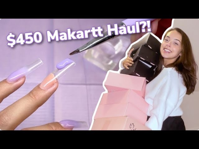 HUGE MAKARTT HAUL UNBOXING!!! Acrylic Powders, Nail Decor, Polygel & MORE! Long Purple Winter Nails!