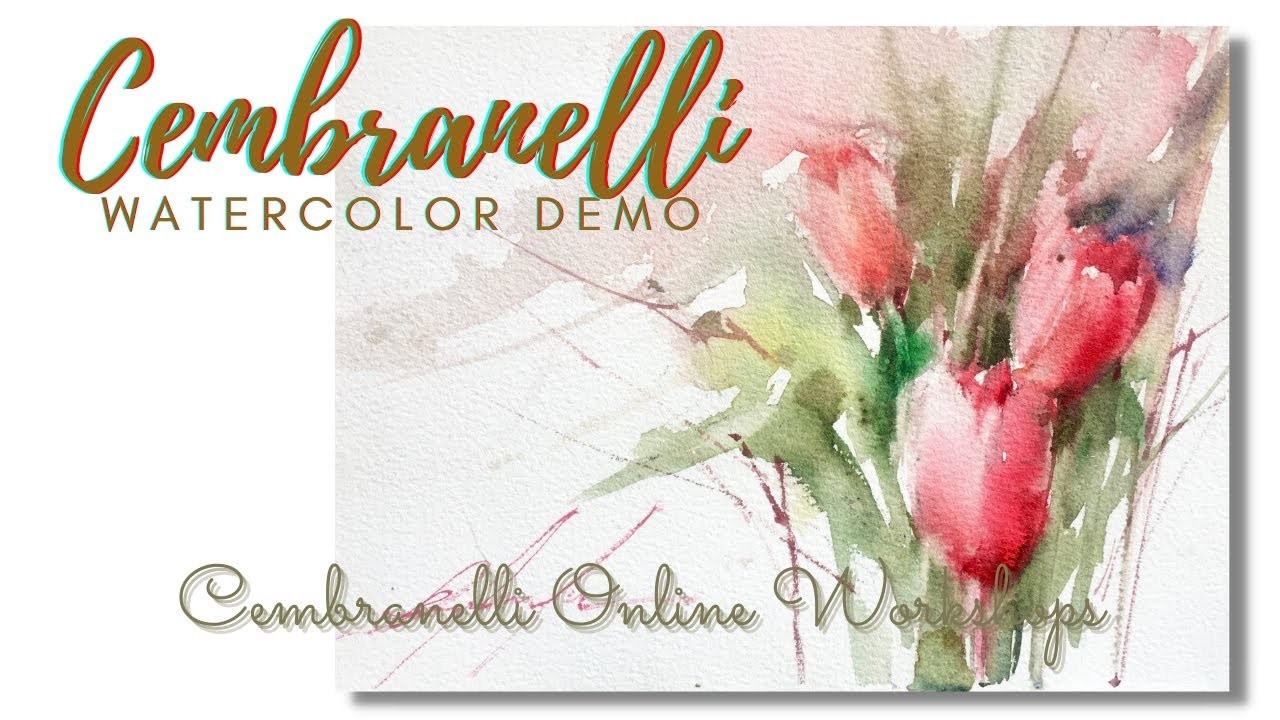 Make Your Own Holiday Card, Red Tulips 5x7 inches - Watercolor Demo DIY