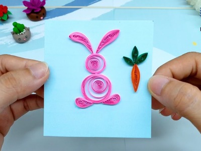 MHTW04 Touristy Quilling Pink Rabbit And Carrot DIY Handmade Tutorial