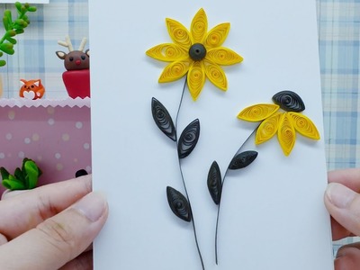 MHTW17 Delicate Quilling Yellow Sunflower Grow DIY Handmade Tutorial