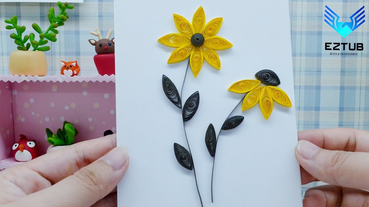 MHTW17 Delicate Quilling Yellow Sunflower Grow DIY Handmade Tutorial