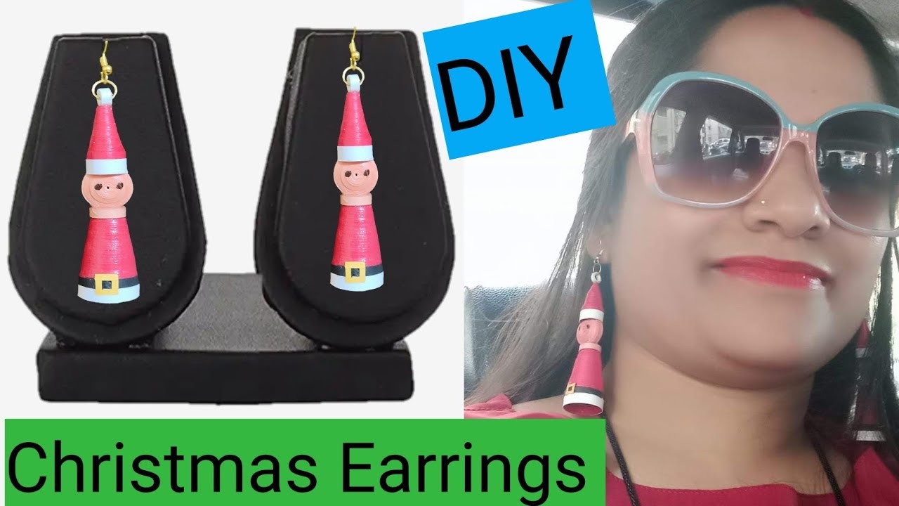 ????????Quilling earrings making at home l How to make santa earrings easy #earrings #viral #quillingsanta