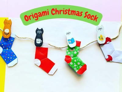 Very Easy Origami Christmas Socks Tutorial || Christmas Decor