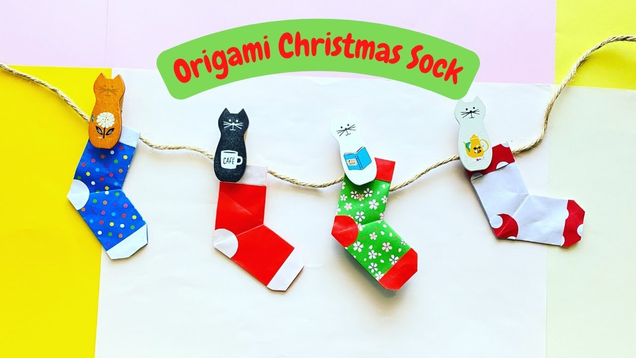 Very Easy Origami Christmas Socks Tutorial || Christmas Decor