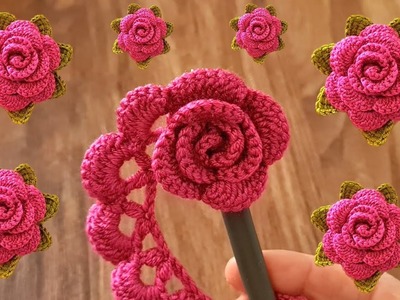 Amazing VERY EASY Knitting Crochet Rose ???????????? Making