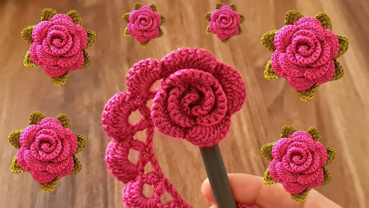 Amazing VERY EASY Knitting Crochet Rose ???????????? Making