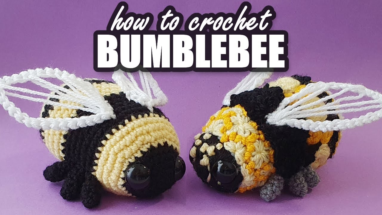 Beginner Crewel on a crochet Bumblebee! (Crochet pattern and crewel.embroidery stitch guide)