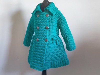Crochet #73 How to crochet a double breasted coat. cardigan for girls.Part 1