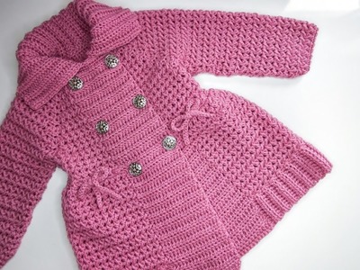 Crochet #73 How to crochet double breasted coat. cardigan for girls. Part 2