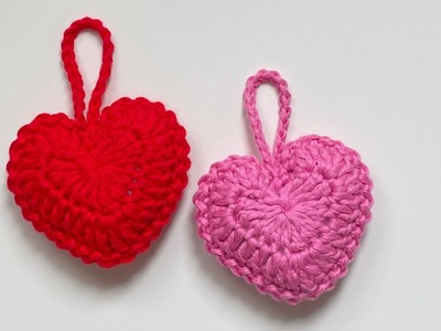 Crochet - Amigurumi Heart - Padded Heart Keyring.Keychain