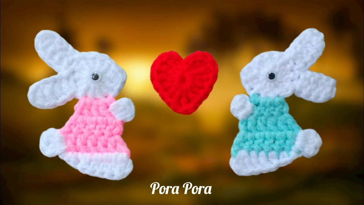 Crochet Bunny With Heart I Crochet Pocket Hug I Valentine Crochet Ideas